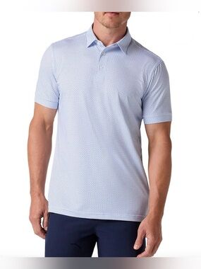 Mizzen+Main Light Blue Micro-Pattern Polo